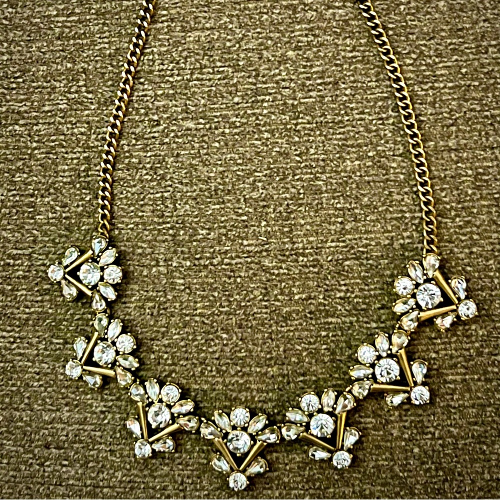 J. Crew Gold and Crystal Statement Necklace